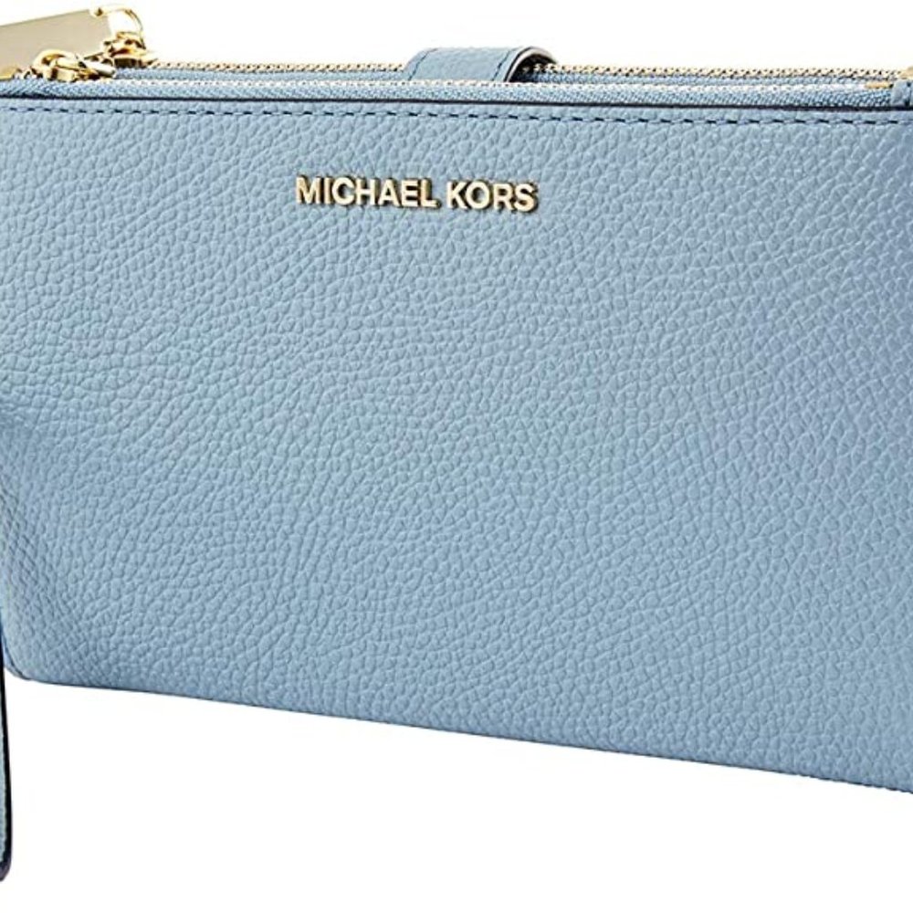 NWT MICHAEL KORS ADELE LEATHER WRISTLET - BLUE